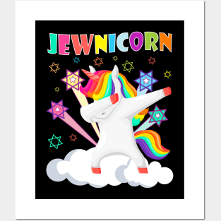 Jewnicorn Dabbing Unicorn Jewish Jew Rosh Hashanah Posters and Art